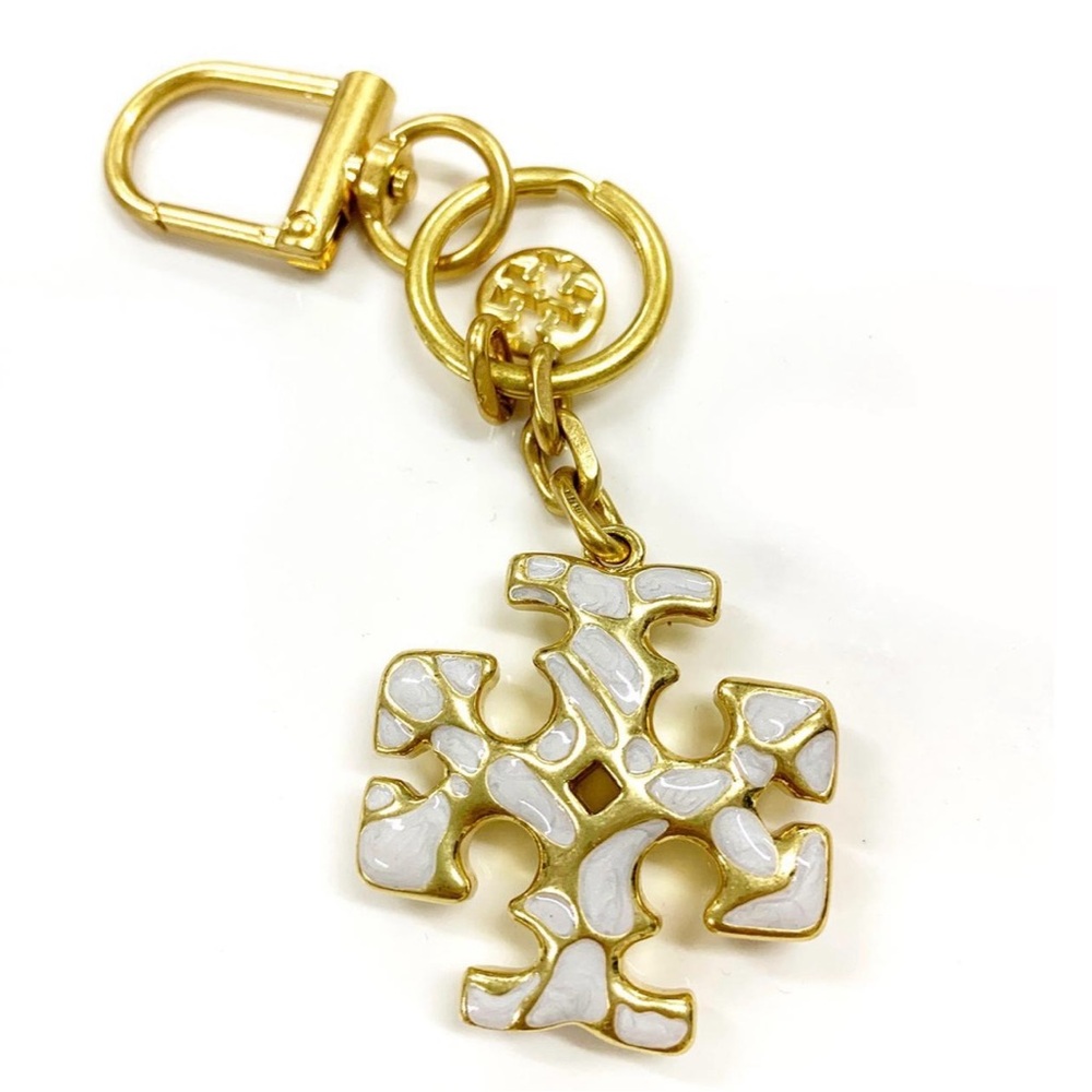 New Tory Burch Kira Mosiac Mother of Pearl Keychain